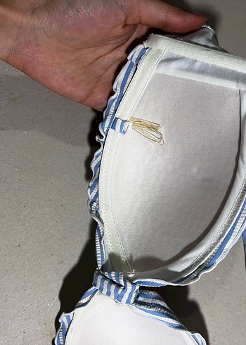 Mavi Çizgili Fırfırlı Strappy Bikini - Görsel 5