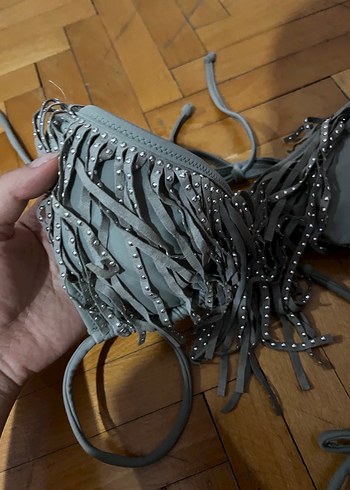 Gri Püsküllü Bohem Mini Bikini - Görsel 5