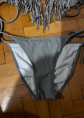 Gri Püsküllü Bohem Mini Bikini - Görsel 2