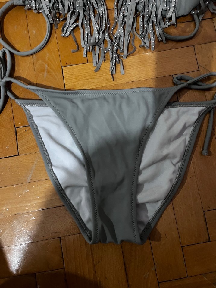 Gri Püsküllü Bohem Mini Bikini - Görsel 2
