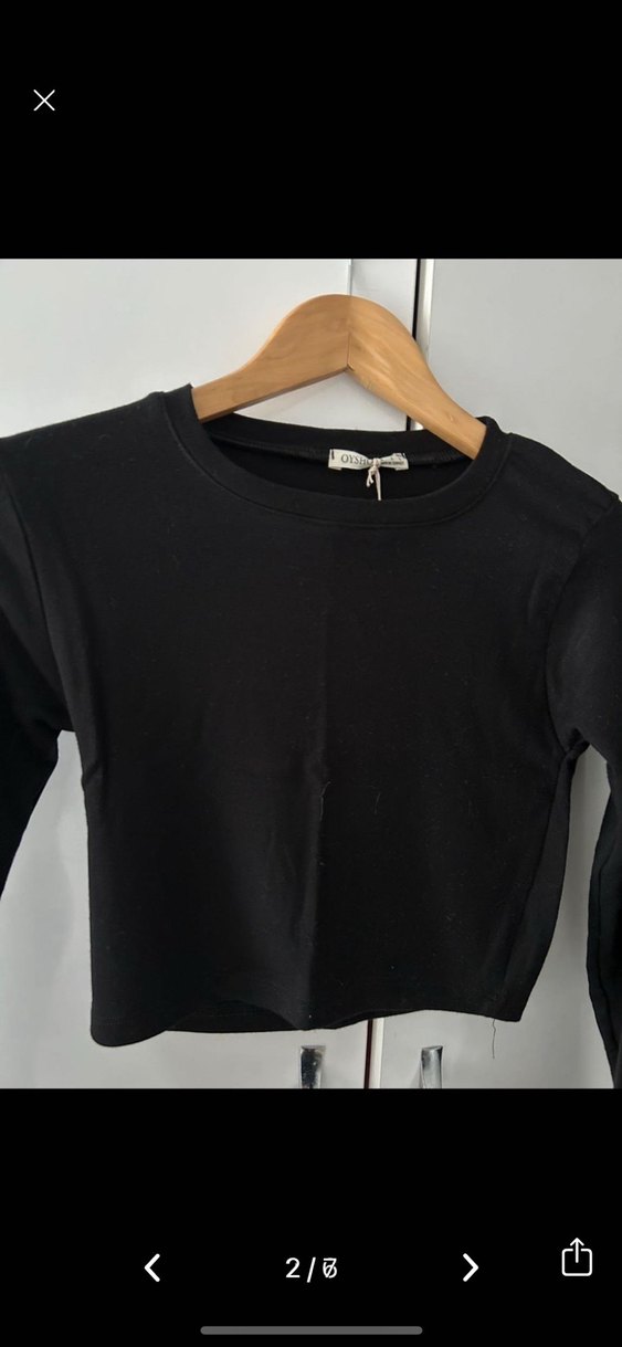 Siyah Uzun Kollu Crop Top - Görsel 2