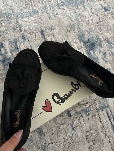 36 Beden Bambi siyah süet loafer
