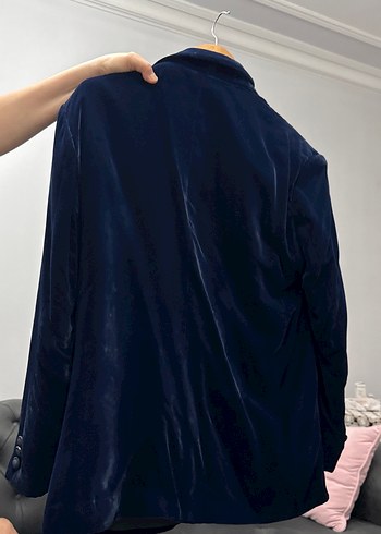 Lacivert Süet Kadın Blazer Ceket - Görsel 2