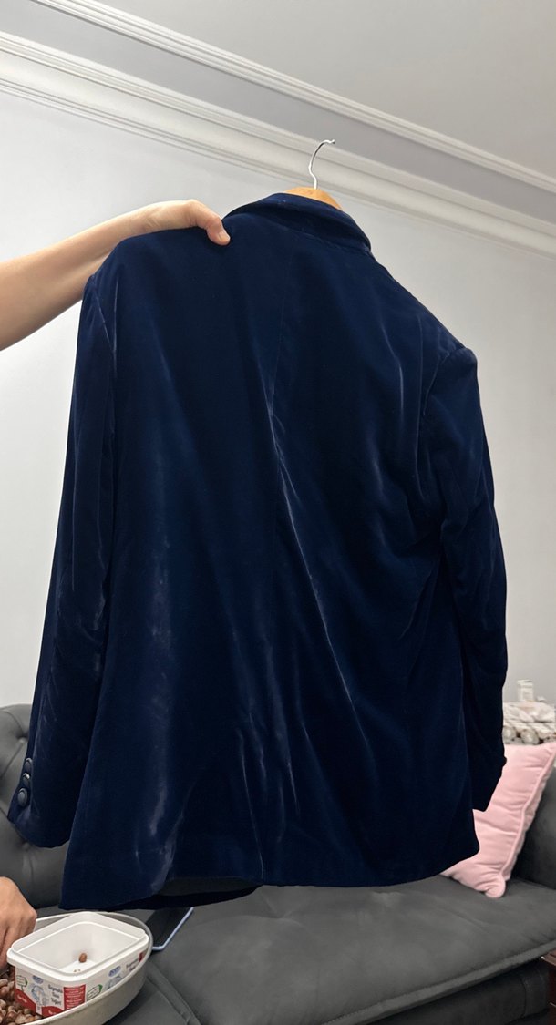 Lacivert Süet Kadın Blazer Ceket - Görsel 2