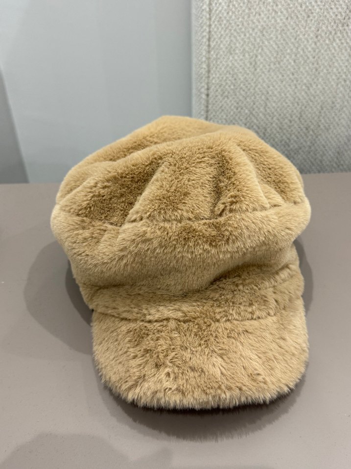 Bej Peluş Kadın Şapka - Görsel 2
