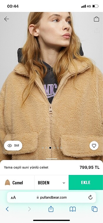 xs Beden camel Renk Pull and bear