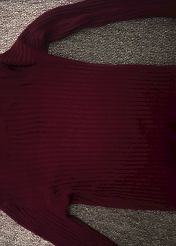 Bordo Kadın Boğazlı Örgü Kazak - Görsel 2