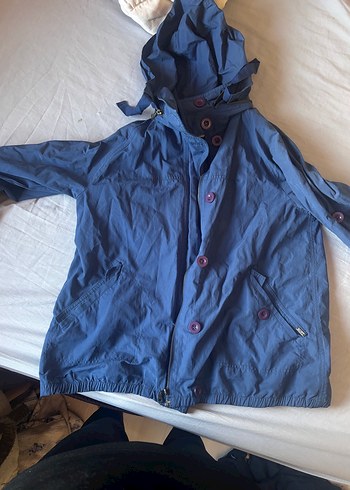 Düğmeli Lacivert yağmurluk - Görsel 3