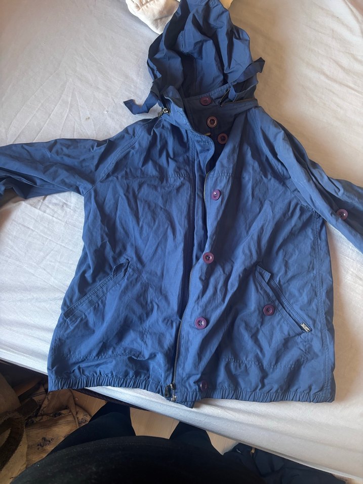 Düğmeli Lacivert yağmurluk - Görsel 3