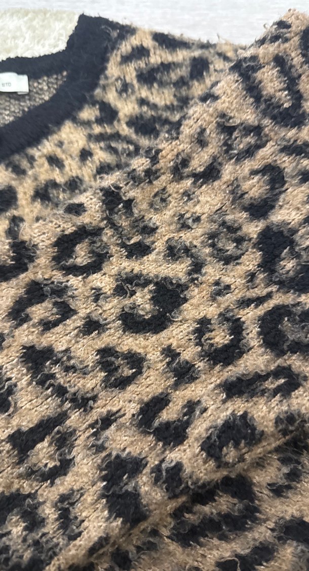 Kürk Detaylı Leopar Desenli Kadın Hırka - Görsel 3