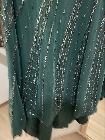 Tesettür Yeşil Taşlı Abiye - Görsel 6