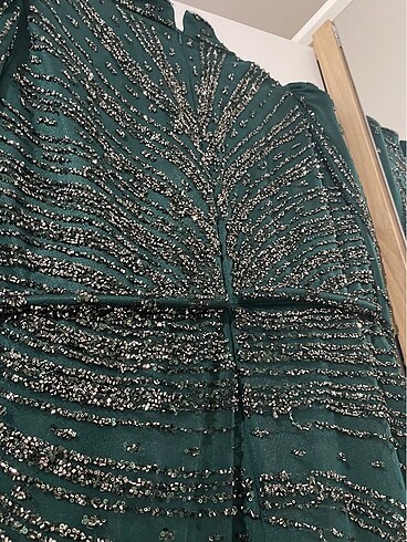 Tesettür Yeşil Taşlı Abiye - Görsel 9