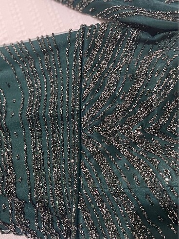 Tesettür Yeşil Taşlı Abiye - Görsel 11