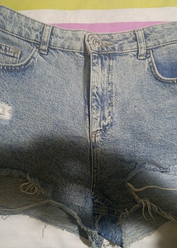 Kadın Mavi Mini Denim Şort - Görsel 2