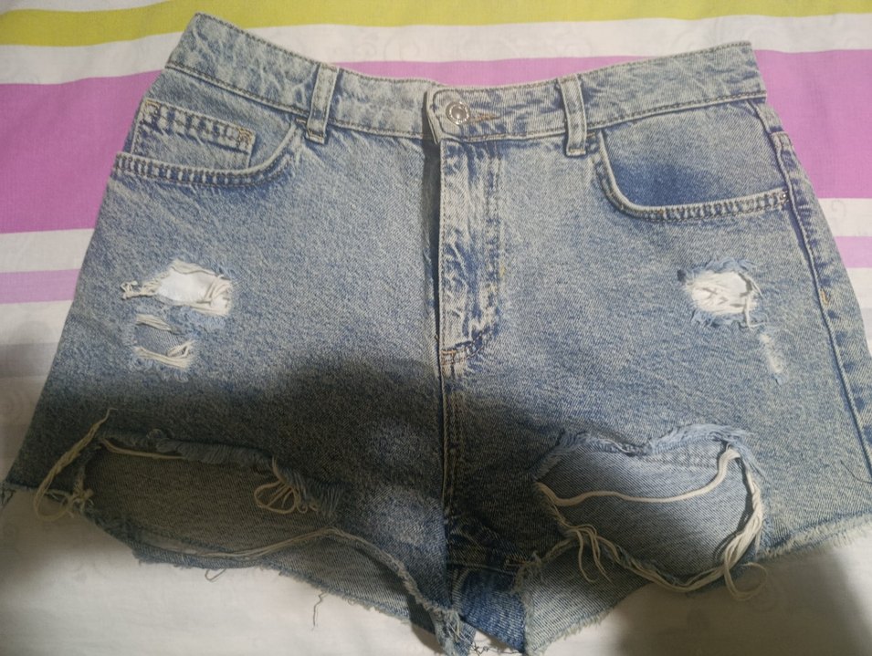 Kadın Mavi Mini Denim Şort - Görsel 2