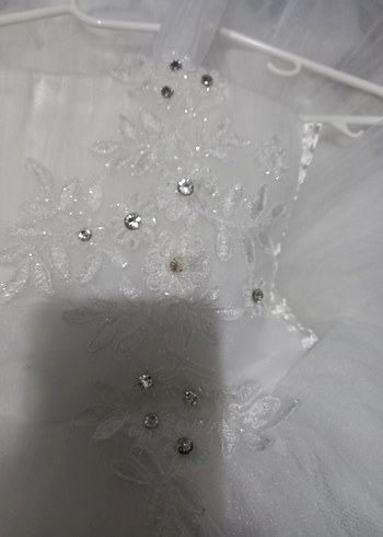 Beyaz Nakışlı Straplez Kız Çocuk Abiye - Görsel 5