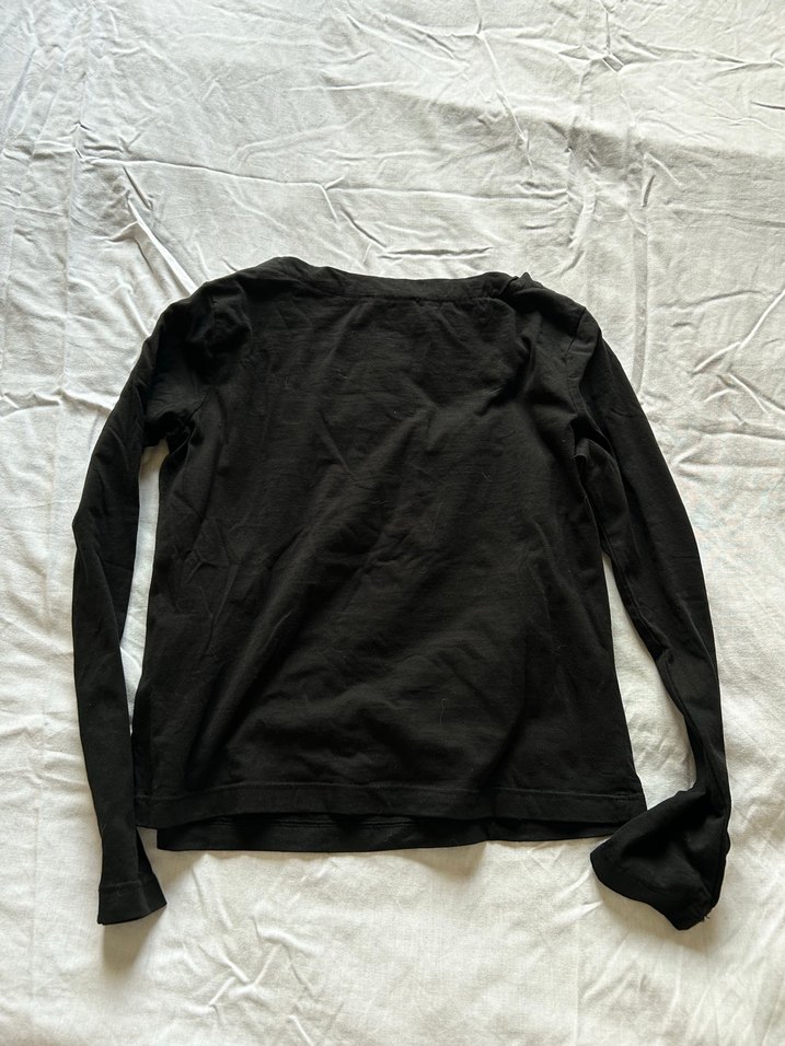 Siyah Uzun Kollu Kadın Tişört - Görsel 2