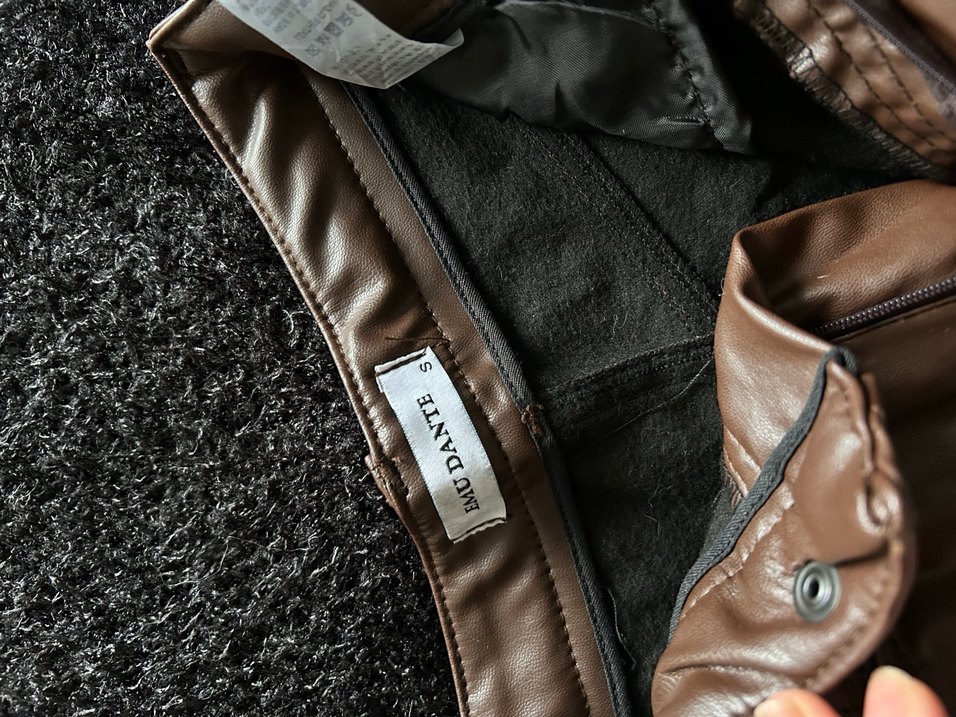 Kadın Kahverengi Deri Bol Kesim Pantolon - Görsel 5