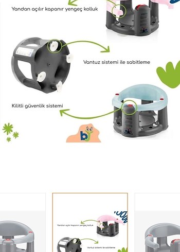 Babyjem Gri Bebek Oturma Destek Koltuğu - Görsel 3