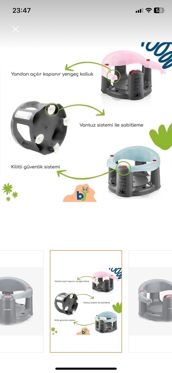 Babyjem Gri Bebek Oturma Destek Koltuğu - Görsel 3