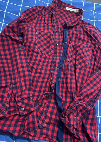 Kırmızı Kareli Uzun Kollu Kadın Gömlek - Görsel 2