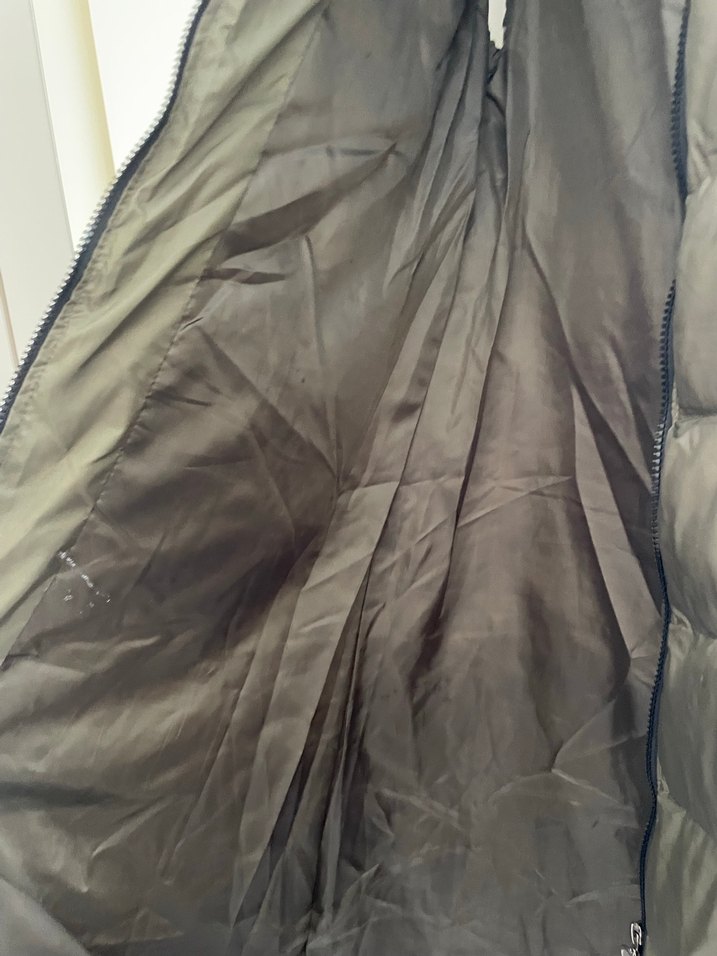 Haki Kapüşonlu Uzun Kadın şişme Mont - Görsel 3