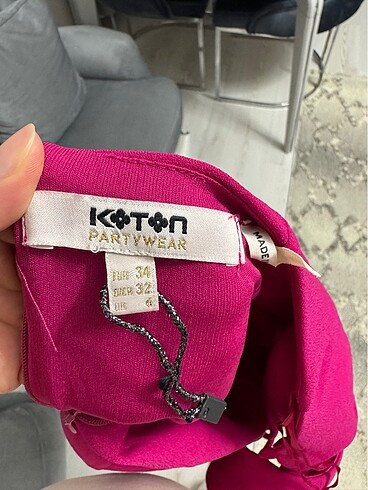 34 Beden pembe Renk Koton Abiye Elbise