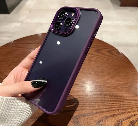 İPhone 14 pro Max Derin mor silikon kenar mika kapak - Görsel 3