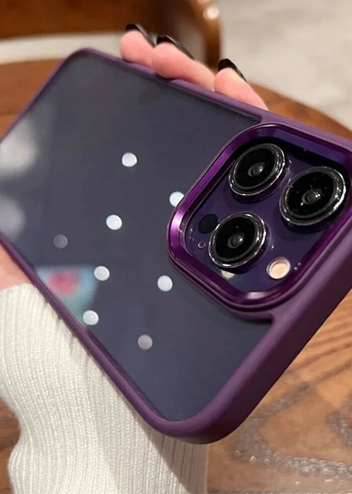 İPhone 14 pro Max Derin mor silikon kenar mika kapak - Görsel 2