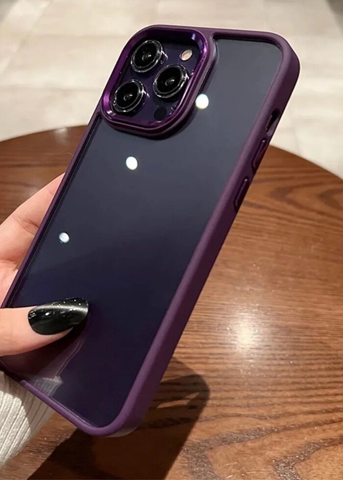 İPhone 14 pro Max Derin mor silikon kenar mika kapak - Görsel 3