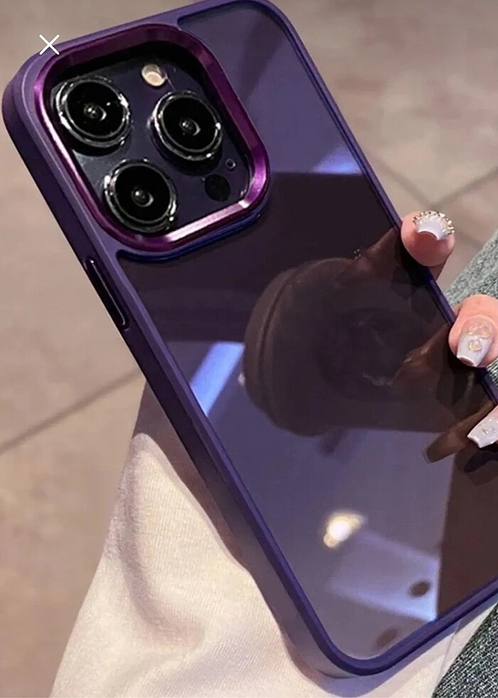 İPhone 14 pro Max Derin mor silikon kenar mika kapak - Görsel 4