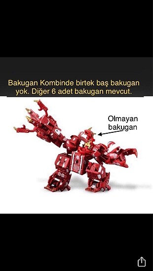 Maxus Dragonoid Bakugan baş bakuganı eksik kombin