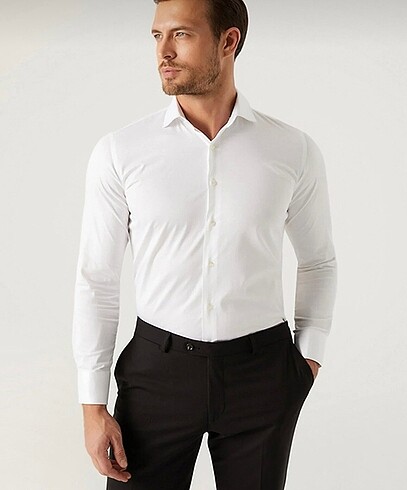 Zara DS Damat Slim Fit Beyaz Düz Gömlek