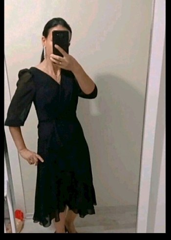 Siyah Transparan Uzun Kollu abiye - Görsel 2