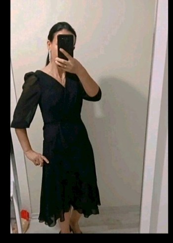 Siyah Transparan Uzun Kollu abiye - Görsel 3