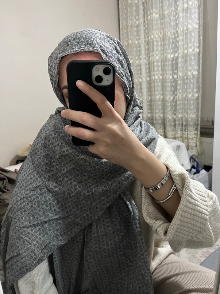 Gri Keten Kadın Şal - Görsel 2