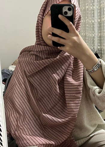 Pembe Çizgili Kadın Şal - Görsel 2