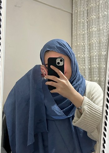 Mavi Gri Keten Kadın Şal - Görsel 2
