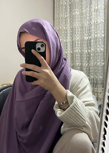 Mor Kadın Drapeli Saten Şal - Görsel 2