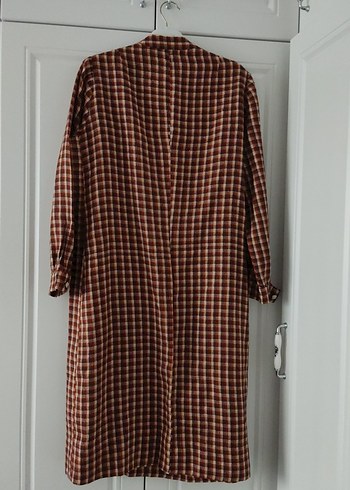 Düğmeli Kahverengi Midi Hamile Tuniği - Görsel 2