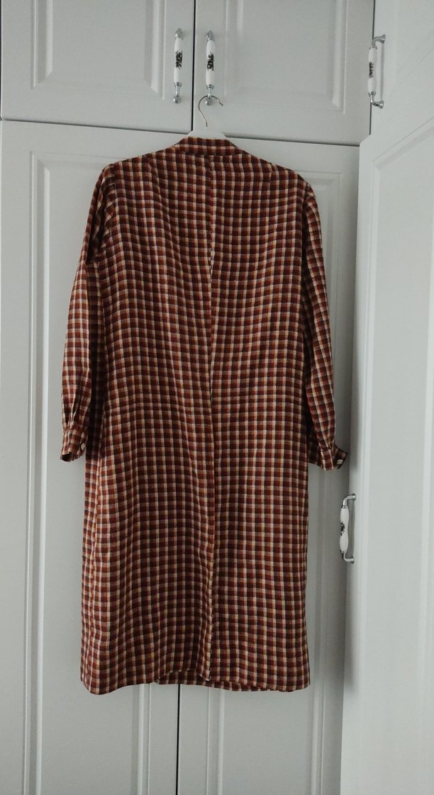 Düğmeli Kahverengi Midi Hamile Tuniği - Görsel 2