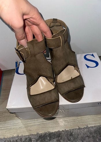 Kahverengi Süet Kadın Topuklu Sandalet - Görsel 2