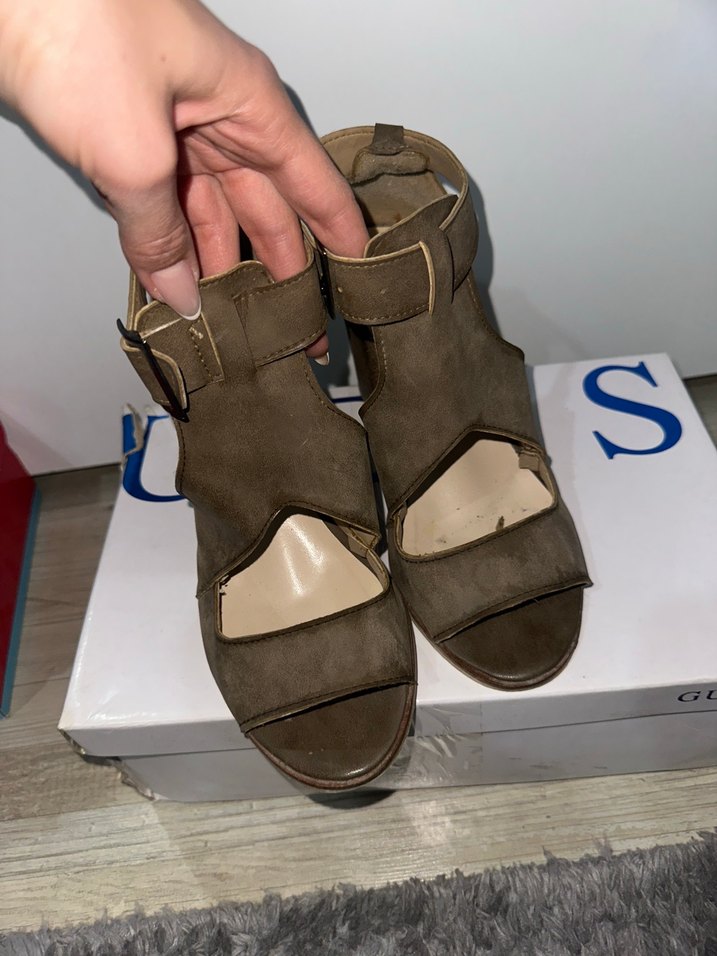 Kahverengi Süet Kadın Topuklu Sandalet - Görsel 2