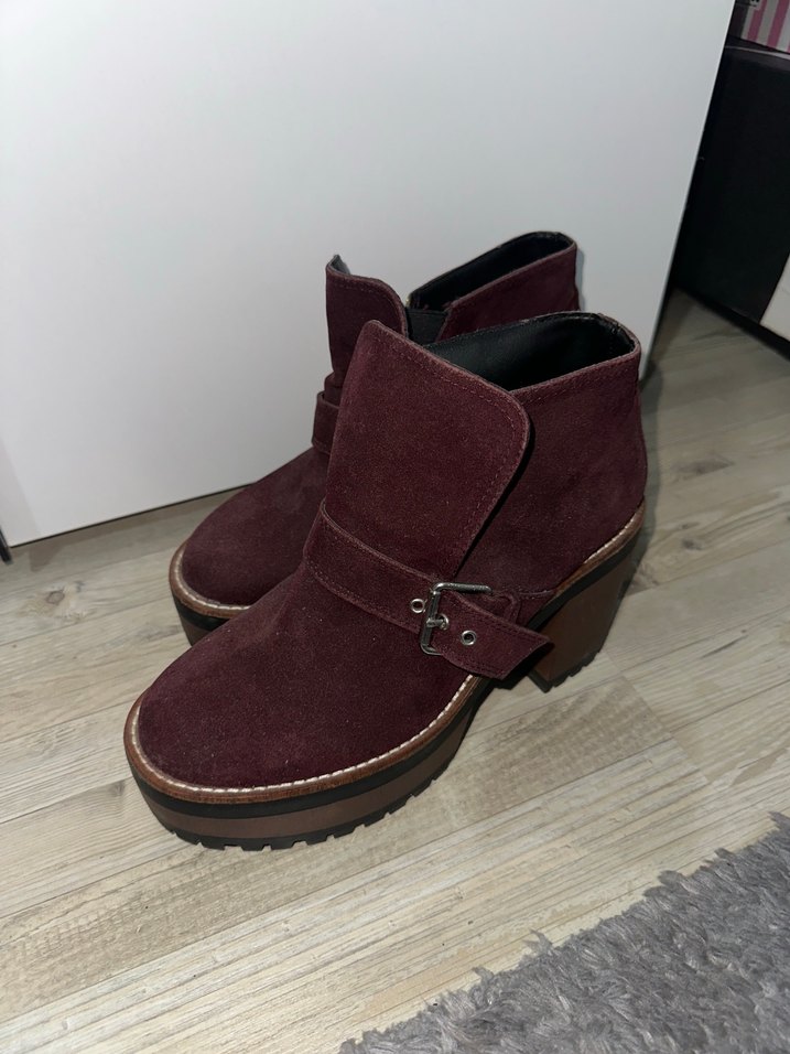 Pull & Bear Bordo Süet Topuklu Kadın Bot - Görsel 2