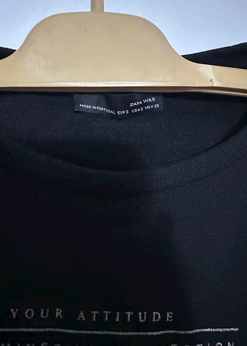 Zara Desenli Siyah Kadın Sweatshirt - Görsel 3