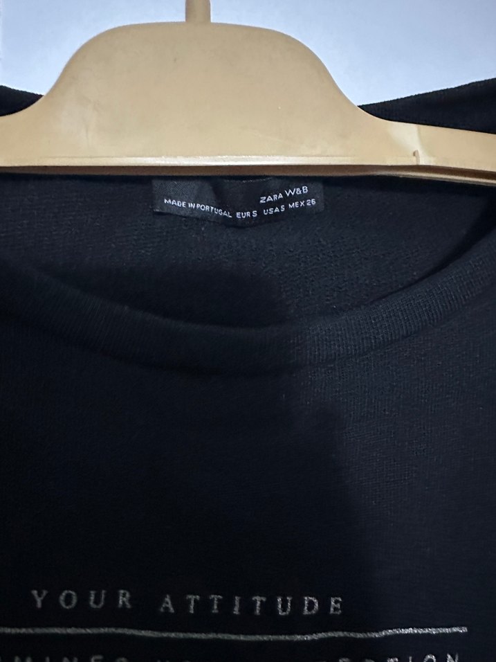 Zara Desenli Siyah Kadın Sweatshirt - Görsel 3