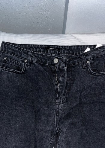38 Beden siyah Renk Siyah Bol Kesim Midi Denim Kadın Jean