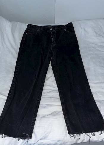 38 Beden Siyah Bol Kesim Midi Denim Kadın Jean
