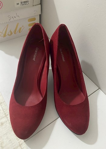 Kadın Kırmızı Süet Topuklu Stiletto - Görsel 3