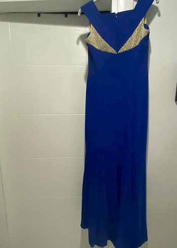 Mavi Drapeli Uzun Abiye Elbise - Görsel 5